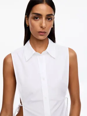 Chemise en coton avec plastron - Blanc — photo 3