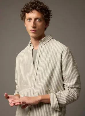 Chemise College Dark Khaki/White — photo 4