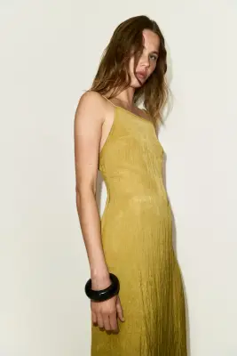 Robe en crêpe avec dos décolleté - Vert olive — photo 2