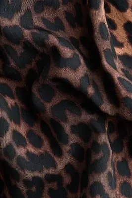 Robe imprimée avec jupe évasée - Marron foncé/imprimé léopard — photo 5