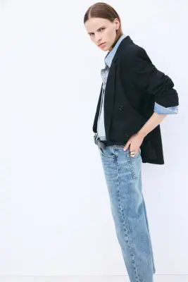 Mom High Waist Ankle Jeans - Bleu denim foncé — photo 3