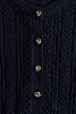 Pull sans manches en maille torsadée - Bleu marine — photo 4
