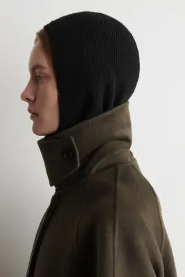 CAGOULE CÔTELÉE LAINE-CACHEMIRE - NOIR — photo 4
