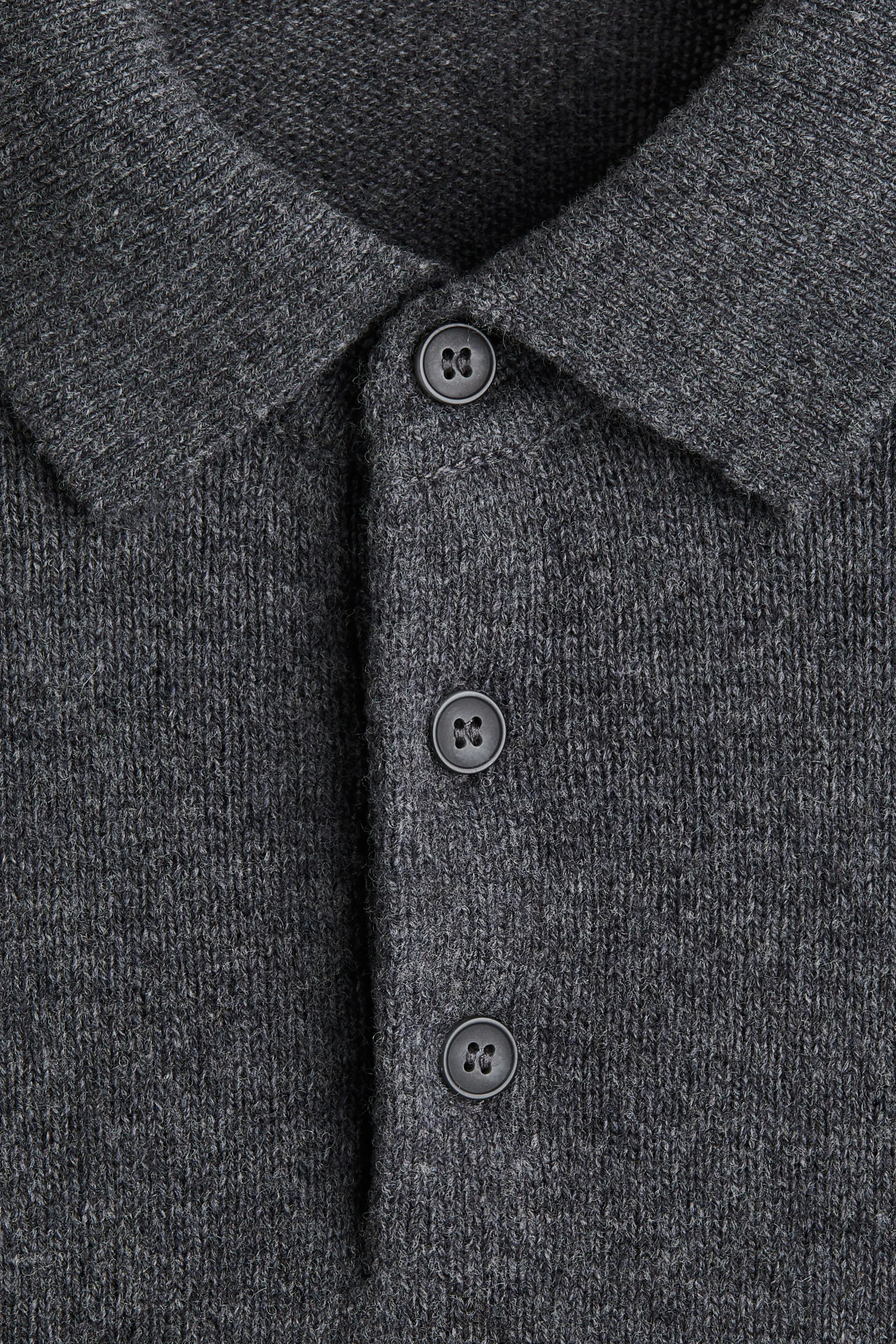 Polo Regular Fit en laine - Gris foncé