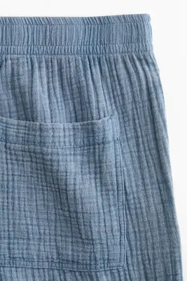 Pantalon Loose Fit en mousseline de coton - Bleu ancien clair — photo 4