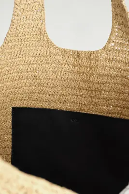 SAC CABAS PANIER SCULPTÉ - PAPIER - SABLE — photo 2