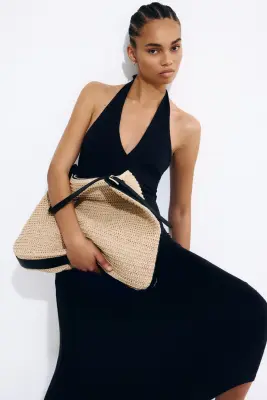 Sac porté épaule en paille - Beige — photo 1