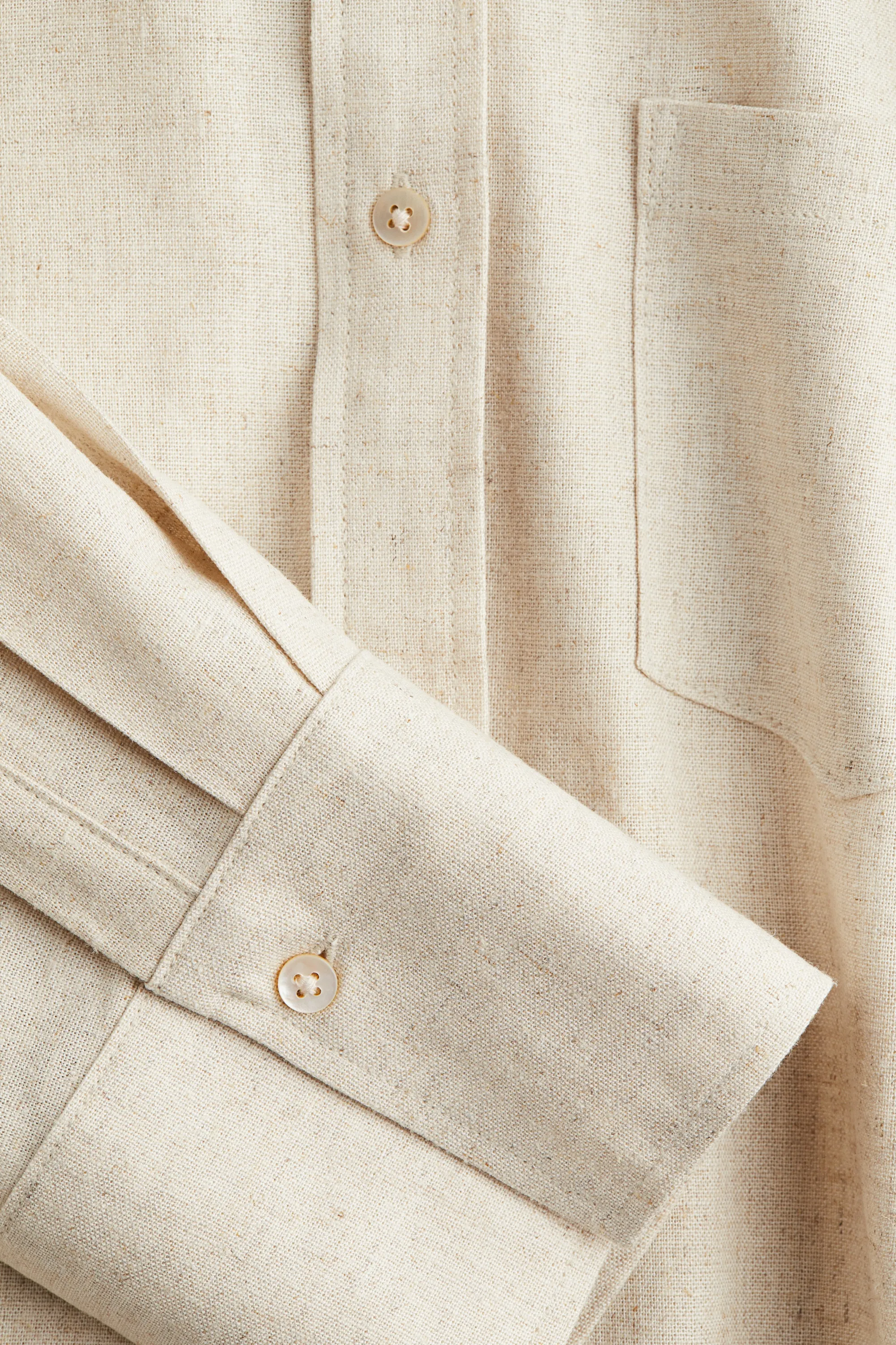 Chemise froncée en lin mélangé - Beige clair