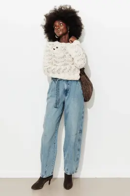 Jean paperbag taille haute — photo 5
