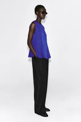 TOP PÉPLUM À PLIS - BLEU COBALT — photo 5