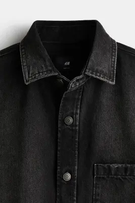 Chemise en denim Boxy Fit - Gris foncé — photo 1