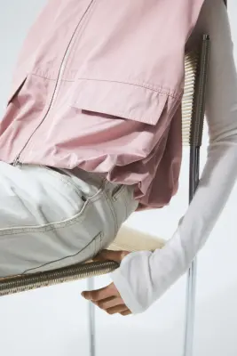 Veste sans manches à effet boule - Rose clair — photo 2