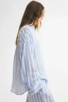 Chemise en crêpe - Bleu clair/rayé — photo 3