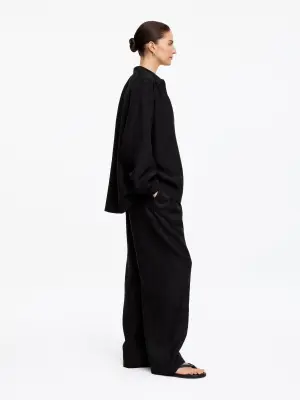 Chemise en viscose et lin - Noir — photo 2