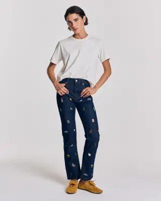 Jean Elsie bleu brut et broderies ivy — photo 1