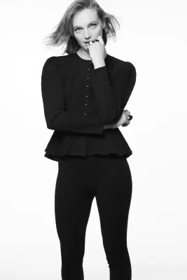 Blouse péplum en tissu texturé - Noir — photo 1