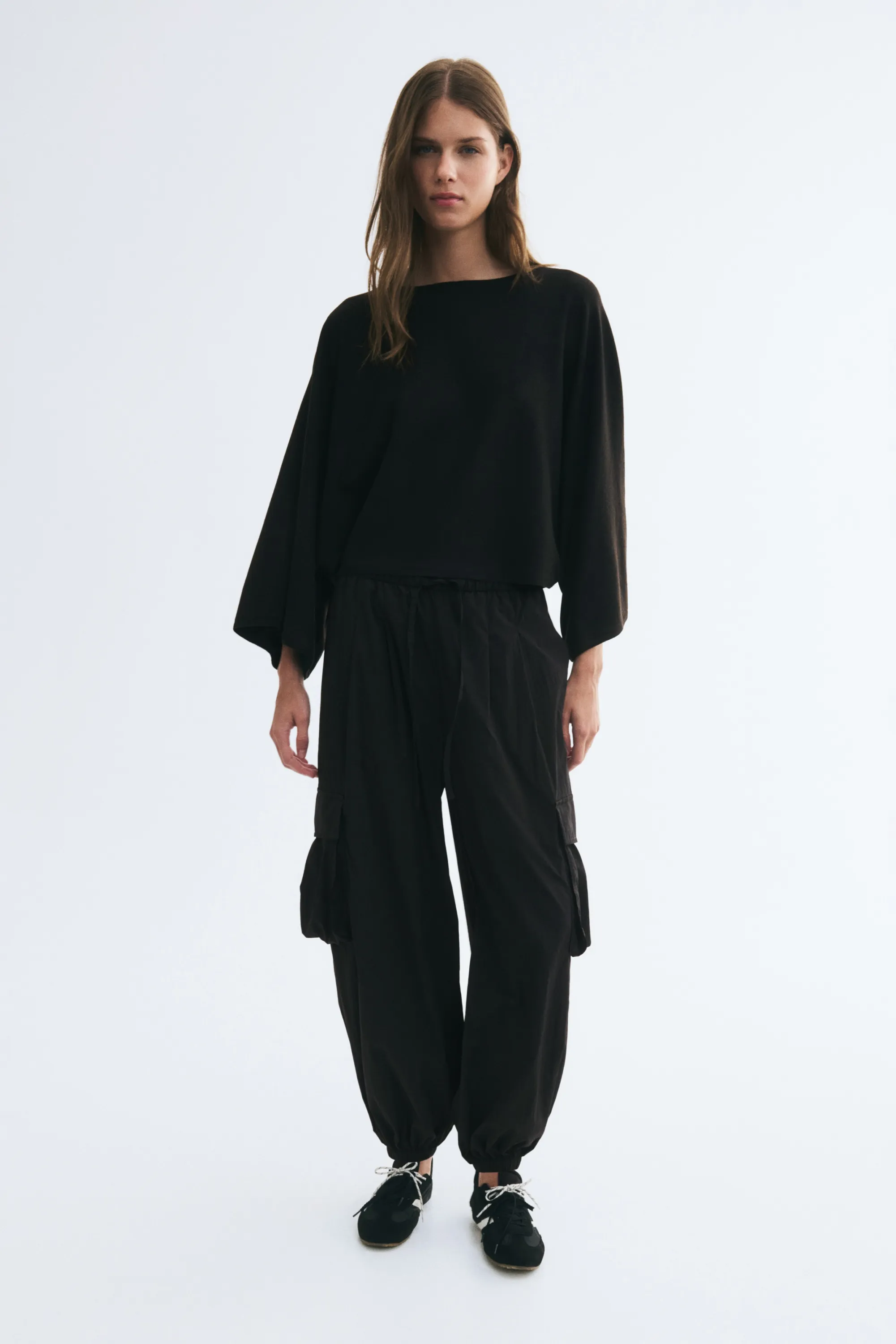 Top cape en maille - Noir