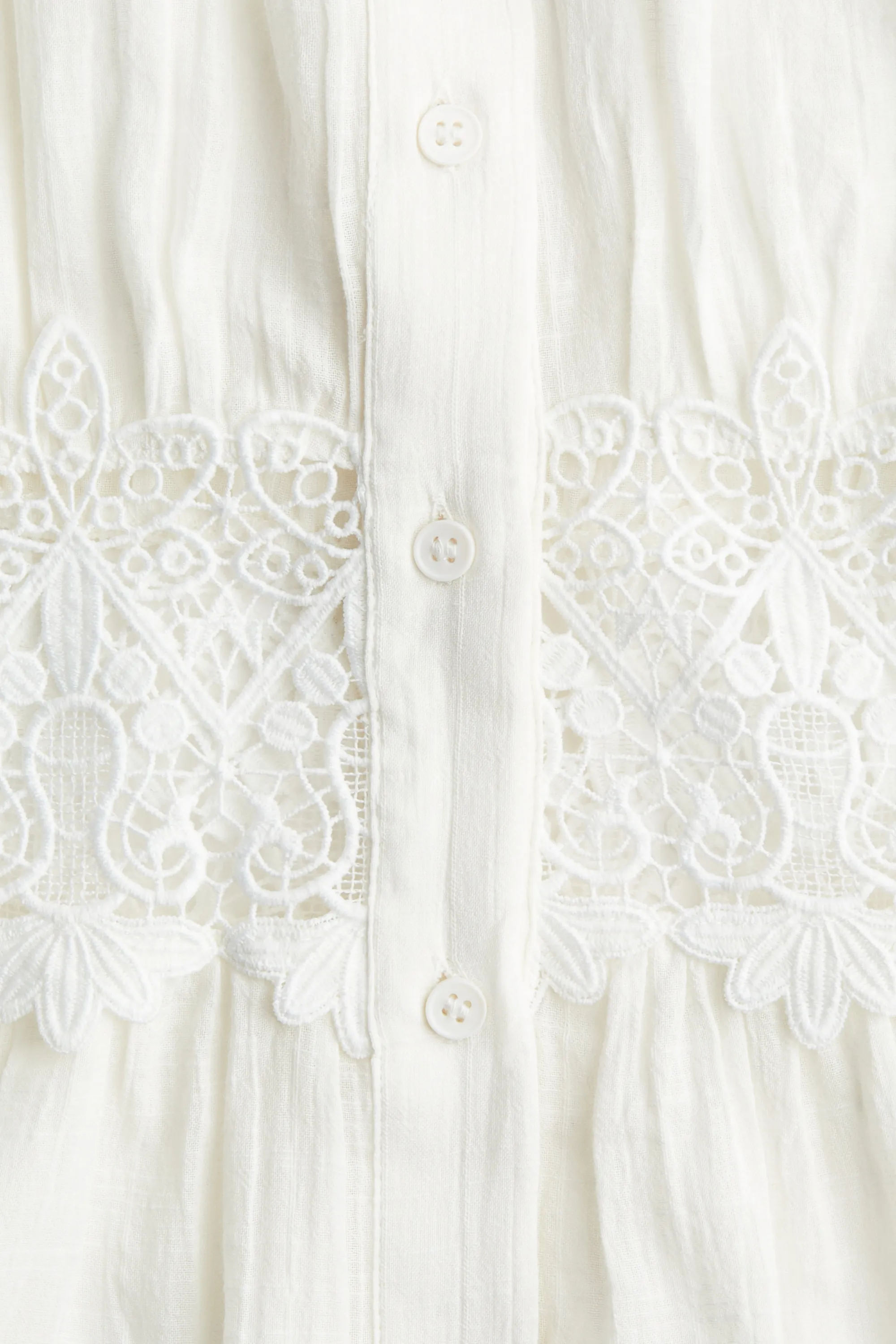 Robe en coton avec incrustations de dentelle - Blanc
