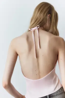 Top asymétrique avec dos nu - Rose clair — photo 5