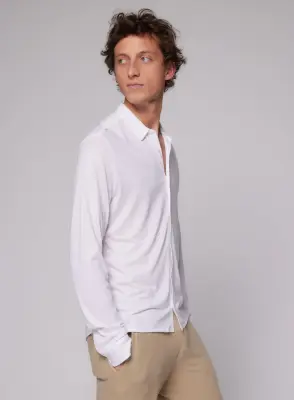 Chemise Blanche Manches Longues en Lyocell, Tencel et Coton — photo 4