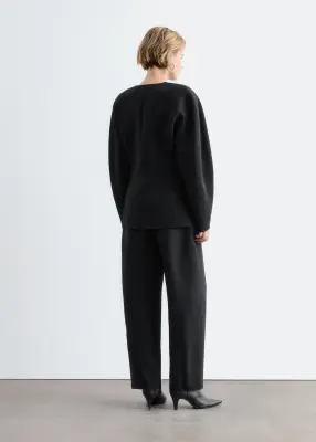 Collarless Sculpted Blazer - Noir — photo 5