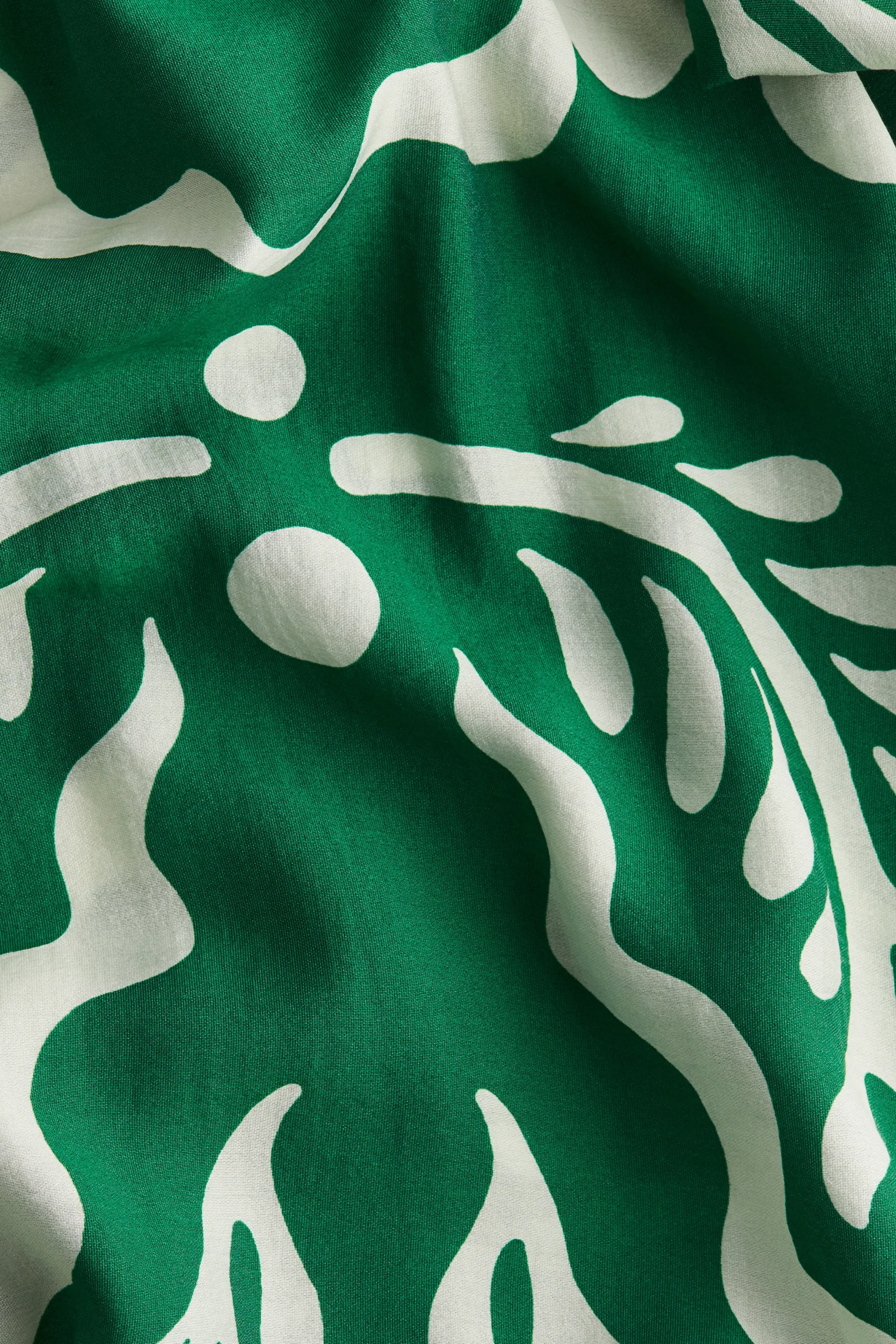 Robe à col volanté - Vert/motif crème