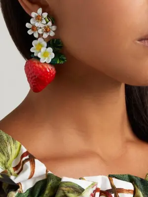 Boucles d'oreille clip fraises et crystal Prix boutique $995 — photo 2