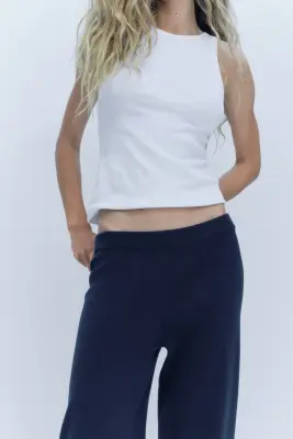 Pantalon en maille fine - Bleu marine — photo 2