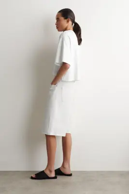 T-SHIRT OVERSIZE SILHOUETTE CARRÉE EN COTON - BLANC — photo 1