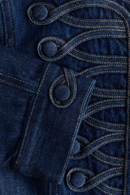 Veste en denim avec pattes boutonnées - Bleu denim foncé — photo 3