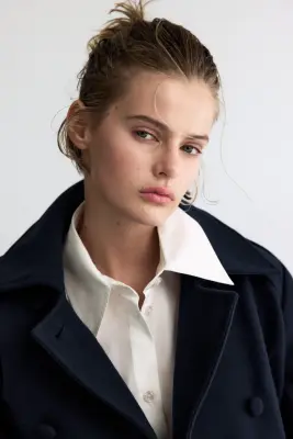 Manteau court à fermeture croisée - Bleu marine — photo 4
