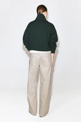 PULL EN MAILLE À COL CHEMINÉE DEMI-ZIPPÉ - VERT FONCÉ — photo 5