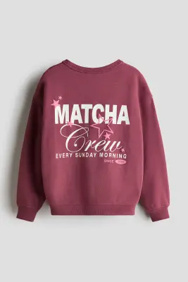 2-piece print-motif sweatshirt set - Rose foncé/Matcha Crew — photo 1