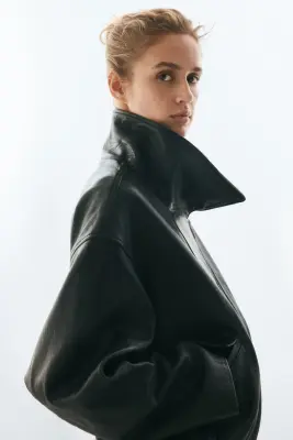 Veste oversize en cuir - Noir — photo 3
