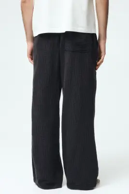 Pantalon Loose Fit en mousseline de coton - Noir — photo 3