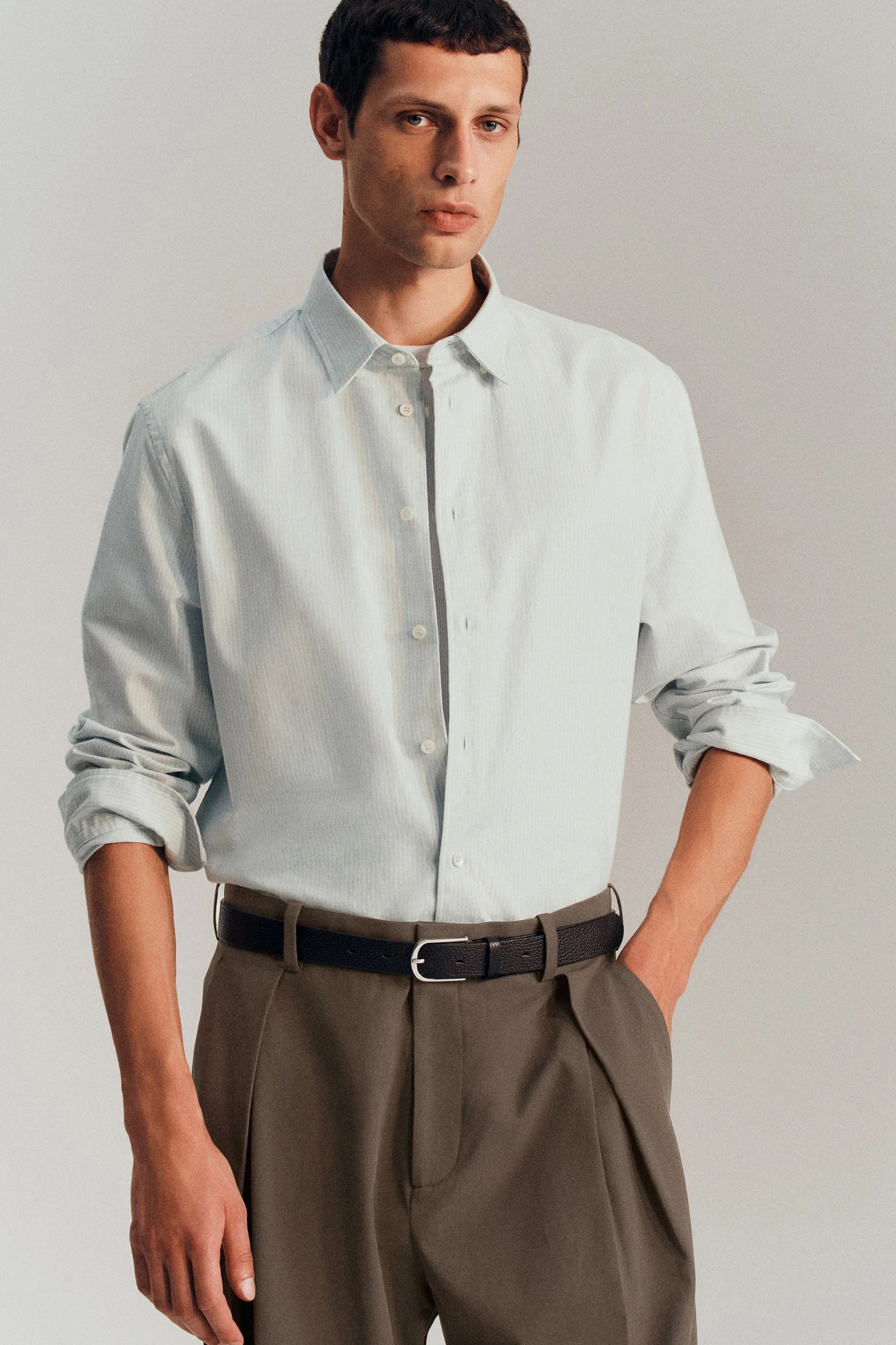 CHEMISE OXFORD EN COTON - BLEU / BLANC / RAYURES