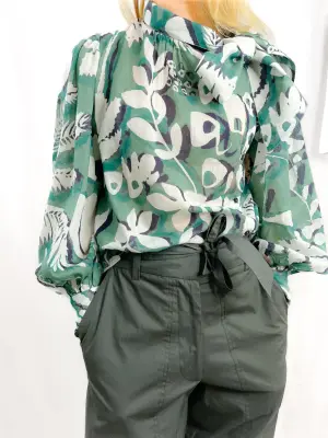 Blouse Odette Tropical aqua green - Mare di Latte — photo 2