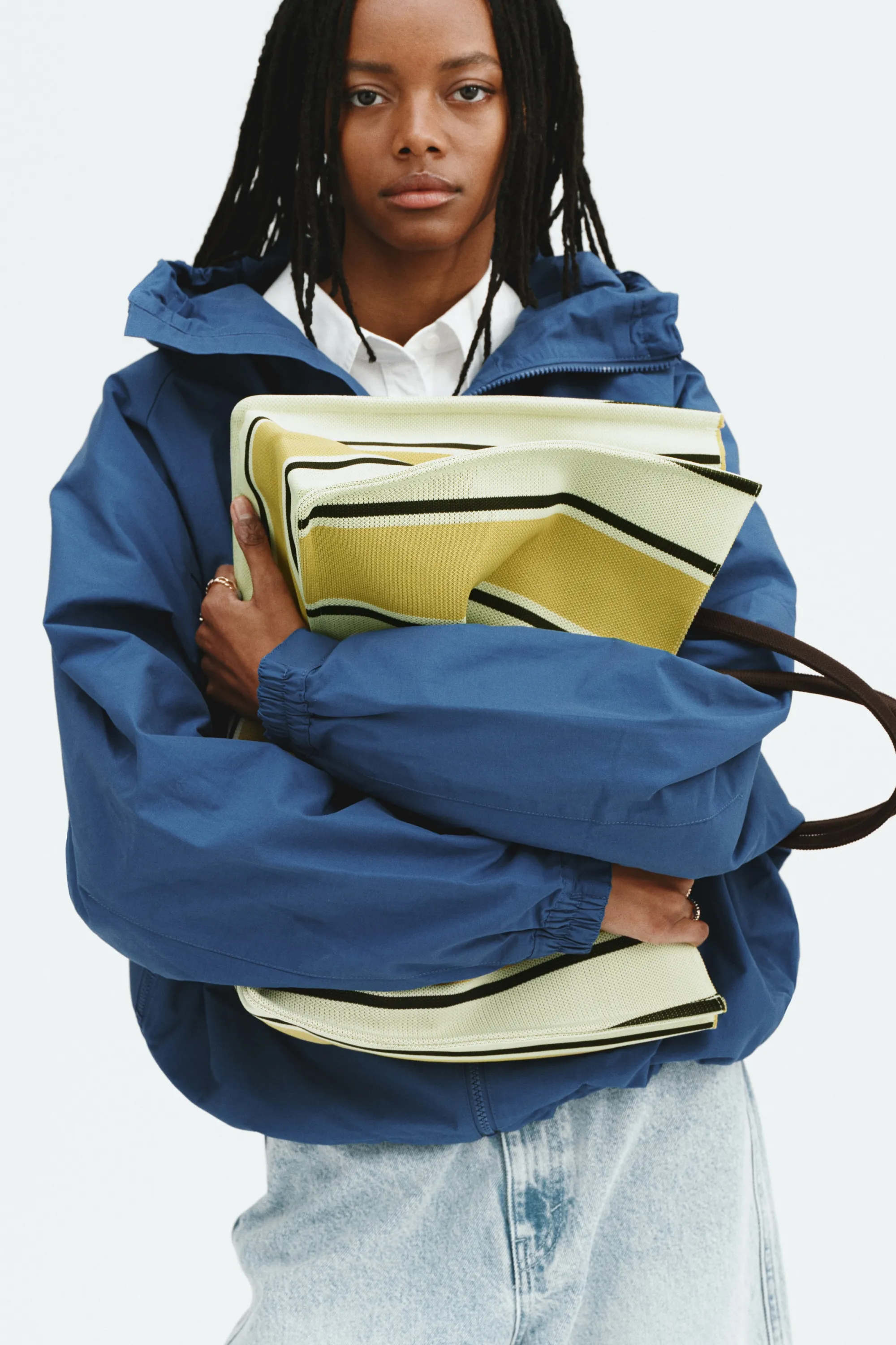 Tote bag - Beige clair/rayures jaunes