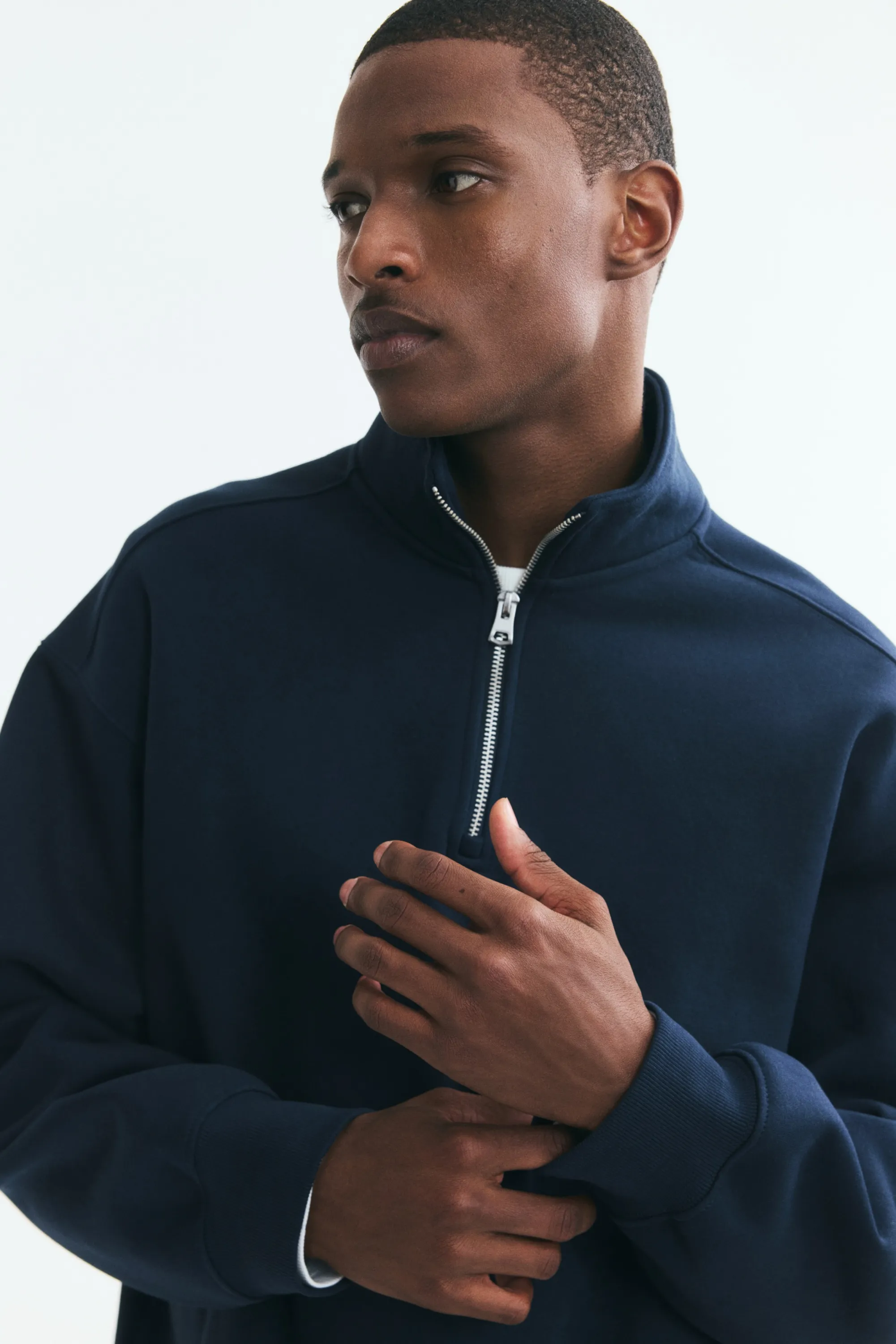 Sweat Loose Fit avec col zippé - Bleu marine