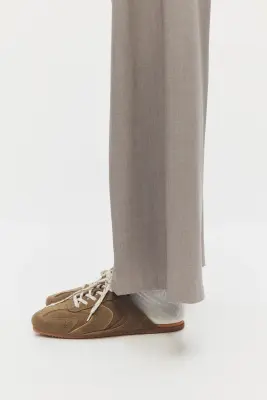 Mules façon sneakers en cuir velours - Vert kaki foncé — photo 1