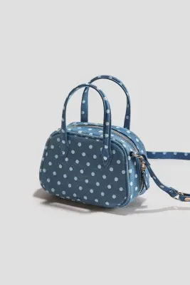 Sac crossbody en denim - Bleu denim/pois — photo 1