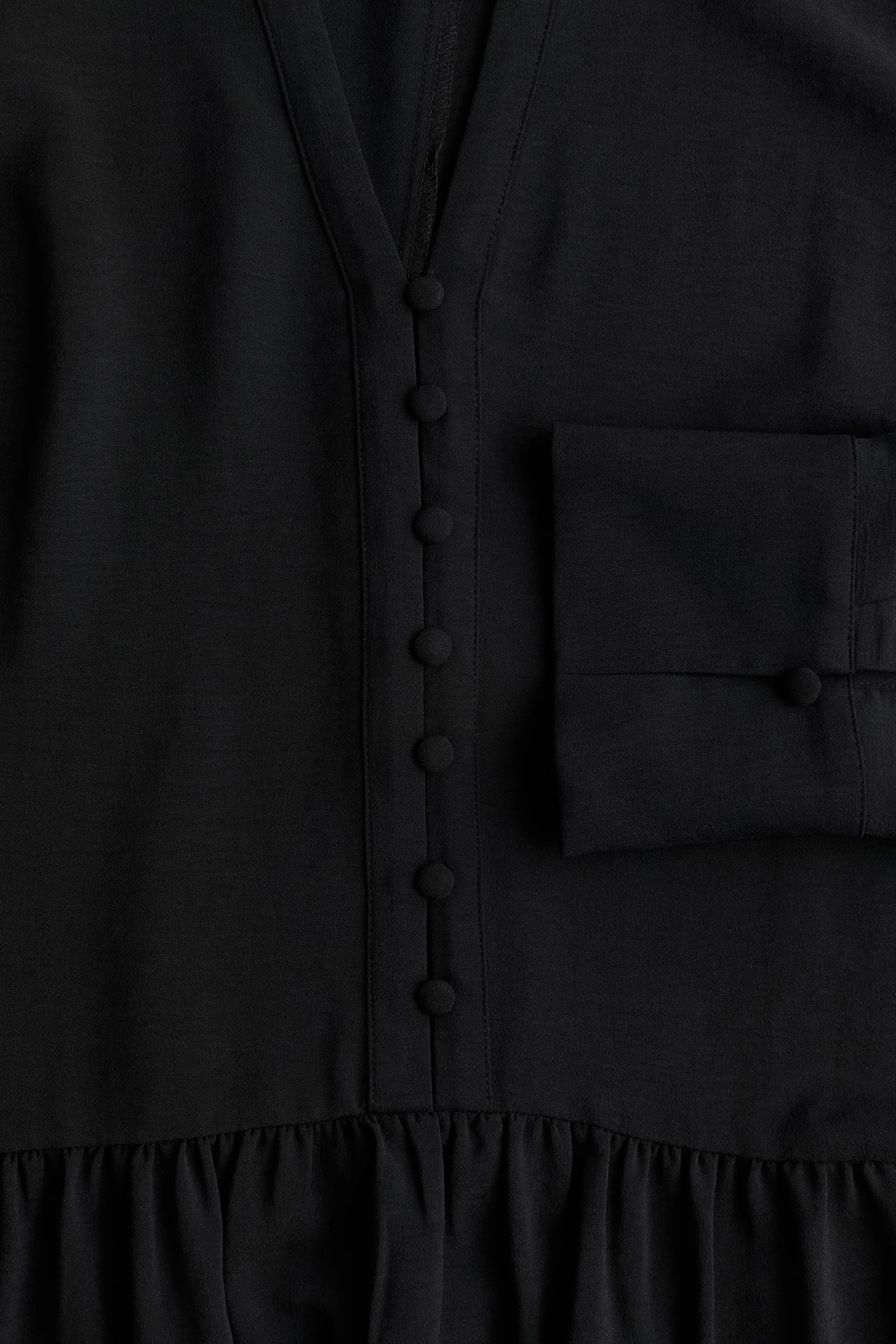 Robe avec col à nouer - Noir