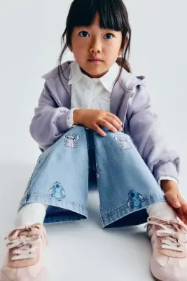 Jegging façon denim avec jambes larges - Bleu denim/Lilo et Stitch — photo 1