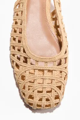 Escarpins à effet tressé avec bride arrière - Beige — photo 2