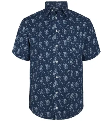 ALL SIZE GRANDE LONGUEUR CHEMISE FLEURS Marine — photo 2