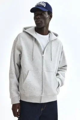 Veste à capuche zippée Loose Fit - Gris chiné — photo 1