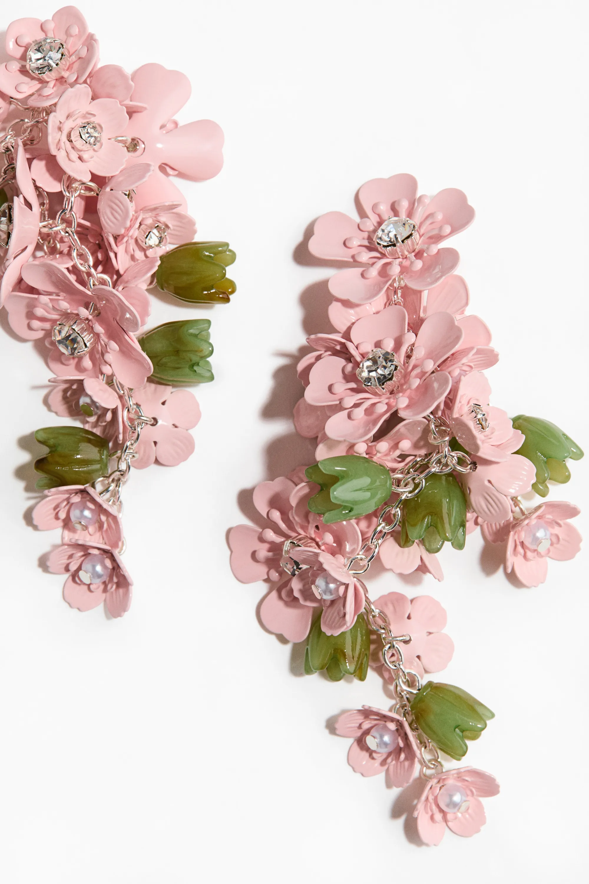 Flower-detail cluster earrings - Rose ancien