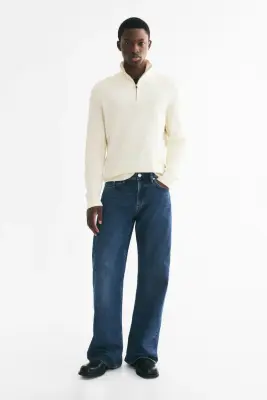 Pull Regular Fit avec col zippé - Crème — photo 2