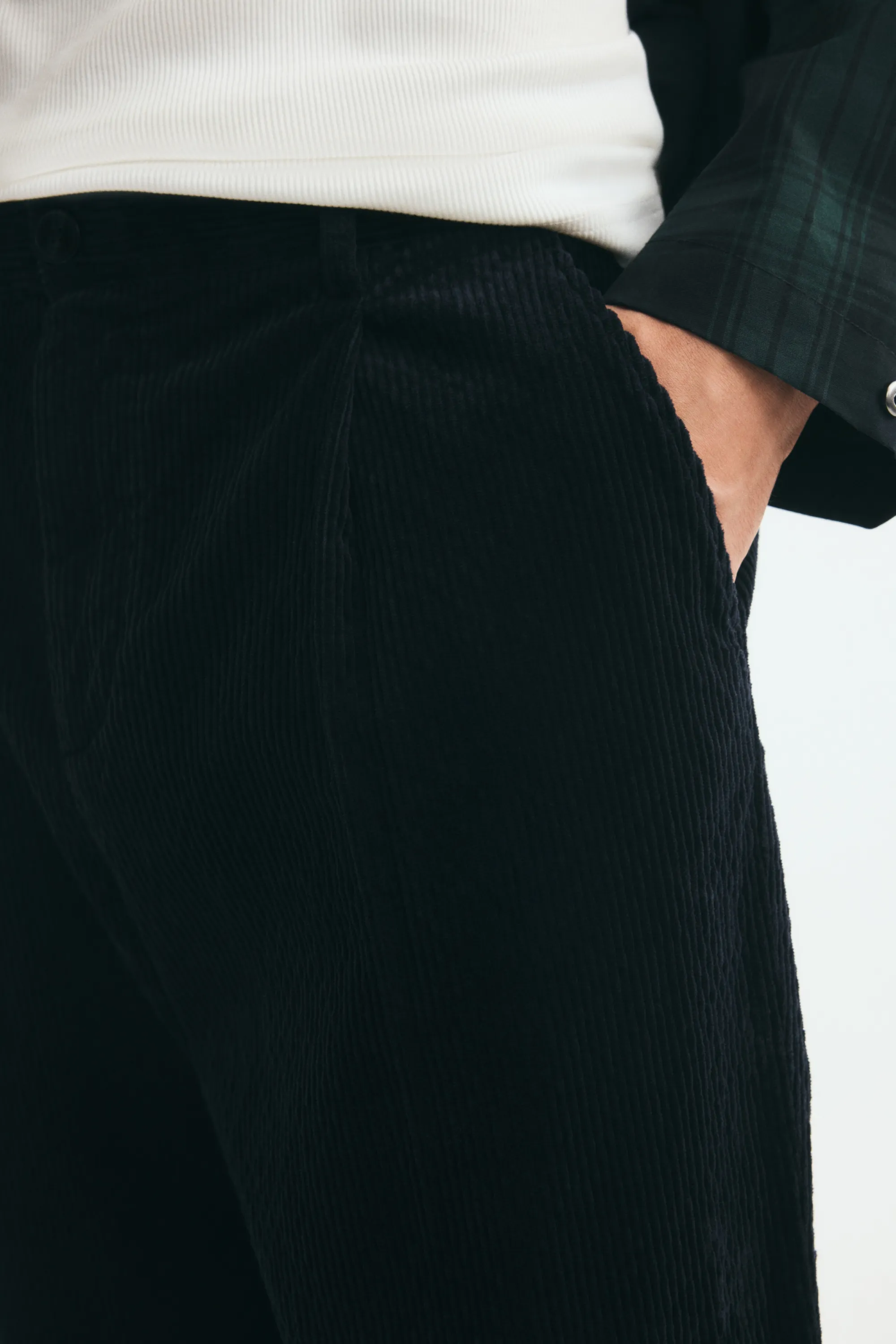 Pantalon Regular Fit en velours côtelé - Bleu marine