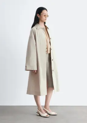 Veste trois-quarts ceinturée - Beige clair — photo 3